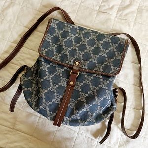Rare Celine Vintage Macadam Denim Backpack